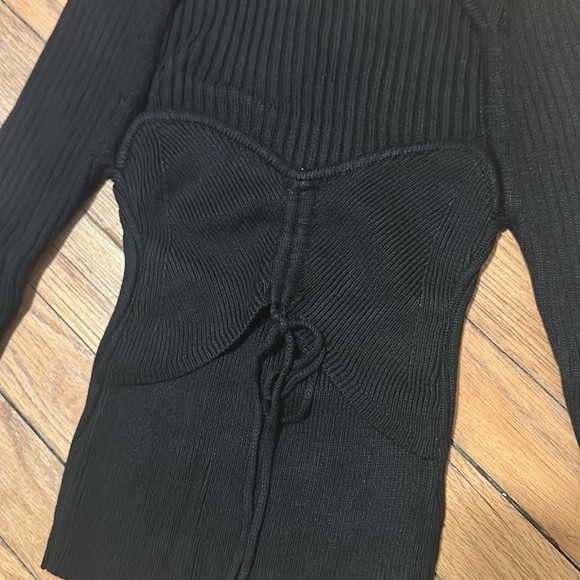 NEW ASTR The Label | Revolve Black Ribbed Cutout Cortana Sweater Small - Picture 5 of 9